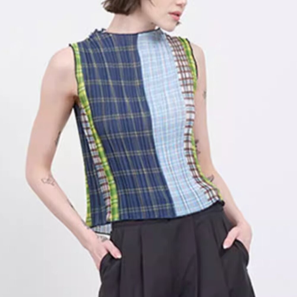 NWT No. 6 Erin Top Blue Green Plaid